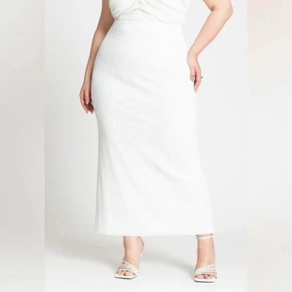 Eloquii White Sequin Skirt Set Size 14 - Picture 4 of 12